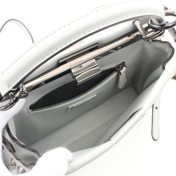 Fendi Mini Peekaboo Handbag Leather Grey - Picture 3 of 10